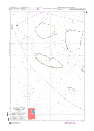 SHOM 6421-CA CARTE À PLAT :POLYNESIE FRANCAISE-ILES TUAMOTU-ILES PALLISER ILES ARUTUA, APATAKI, KAUKURA, NIAU Offre Spéciale