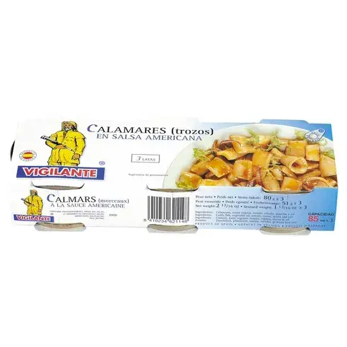 Calmars en sauce américaine Vigilante Tripack 3x80g Expédition Rapide