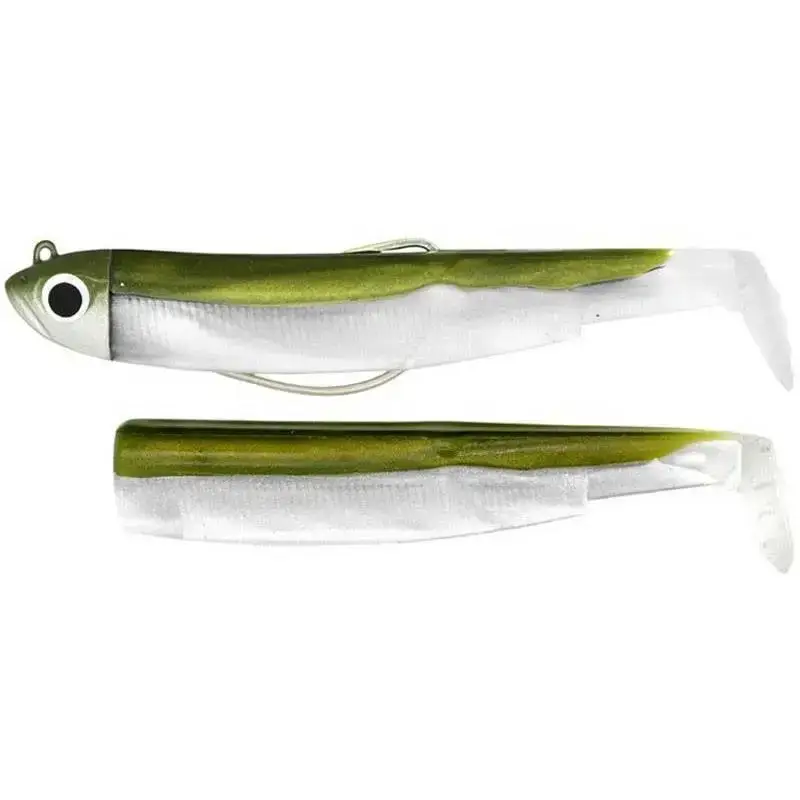 Bon Marché Kit Leurres Souple Armé Black Minnow 90 +Tête Plombée Shore -FIIISH