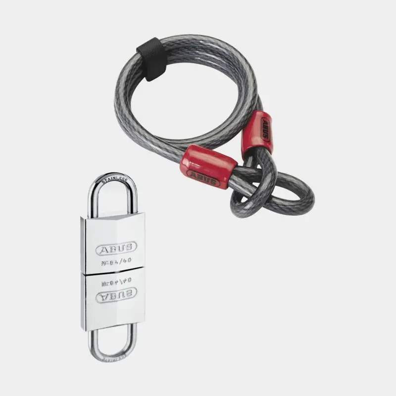Prix Bas Kit de verrouillage avec câble de verrouillage ABUS Cobra (120 cm x Ø12 mm) & cadenas ABUS 84IB/50 (50 mm x Ø7 mm)