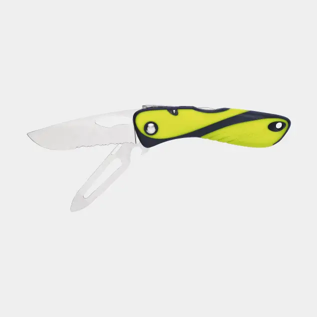 Couteau pliant avec demanilleur Wichard Offshore Fluorescent, 195/115 mm, polyamide, nylon & cuir PU / acier inoxydable MA5 Authentique