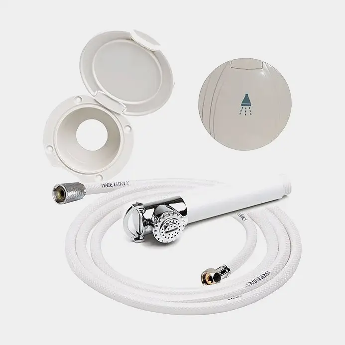 Jusqu'à Épuisement Des Stocks Douche bateau / douche encastrée CAN-SB luxe, avec tuyau 3 mètres, couvercle en plastique, blanc