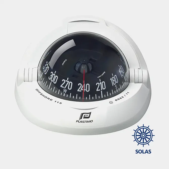Top Vente Compas de bateau Plastimo Offshore 115, montage encastré, blanc avec rose plate rouge Ø101 mm