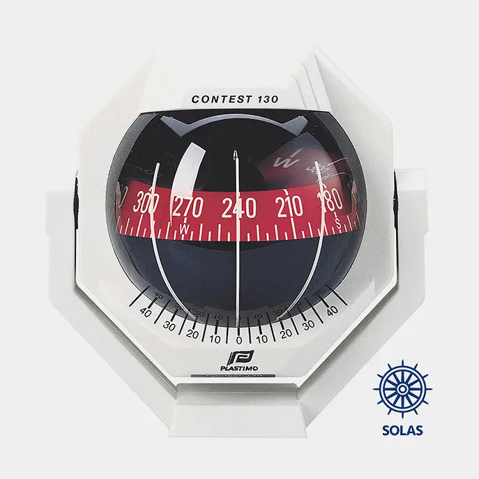 Compas de bateau Plastimo Contest 130, montage sur étrier, blanc avec rose conique rouge Ø127 mm Acheter Direct