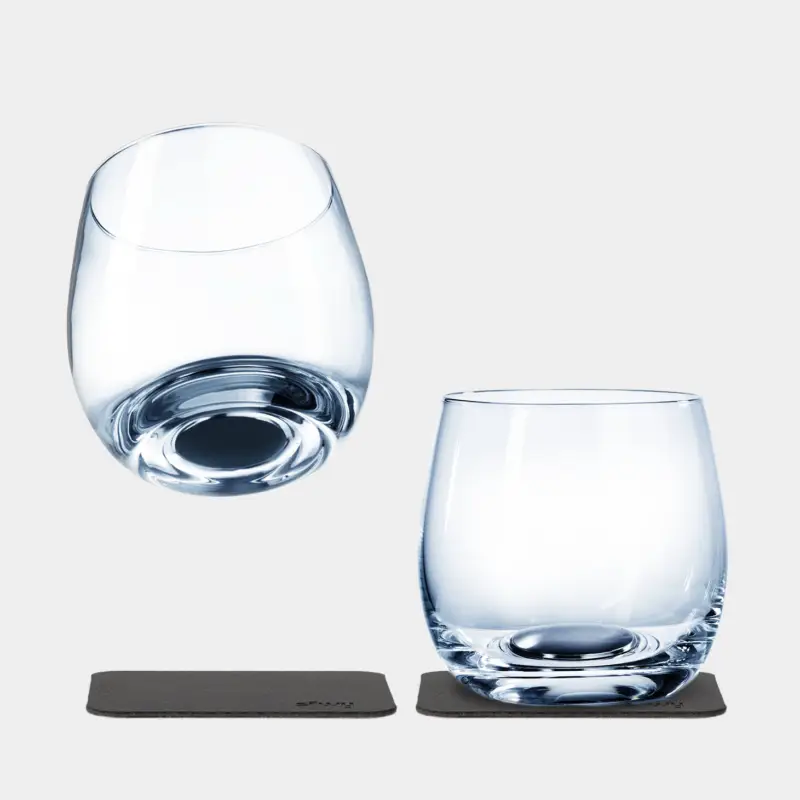 Verres à whisky en cristal magnétique Silwy Magnetic Crystal Glass Whisky, transparent, 25 cl, 2-pack + sous-verres magnétiques Remise