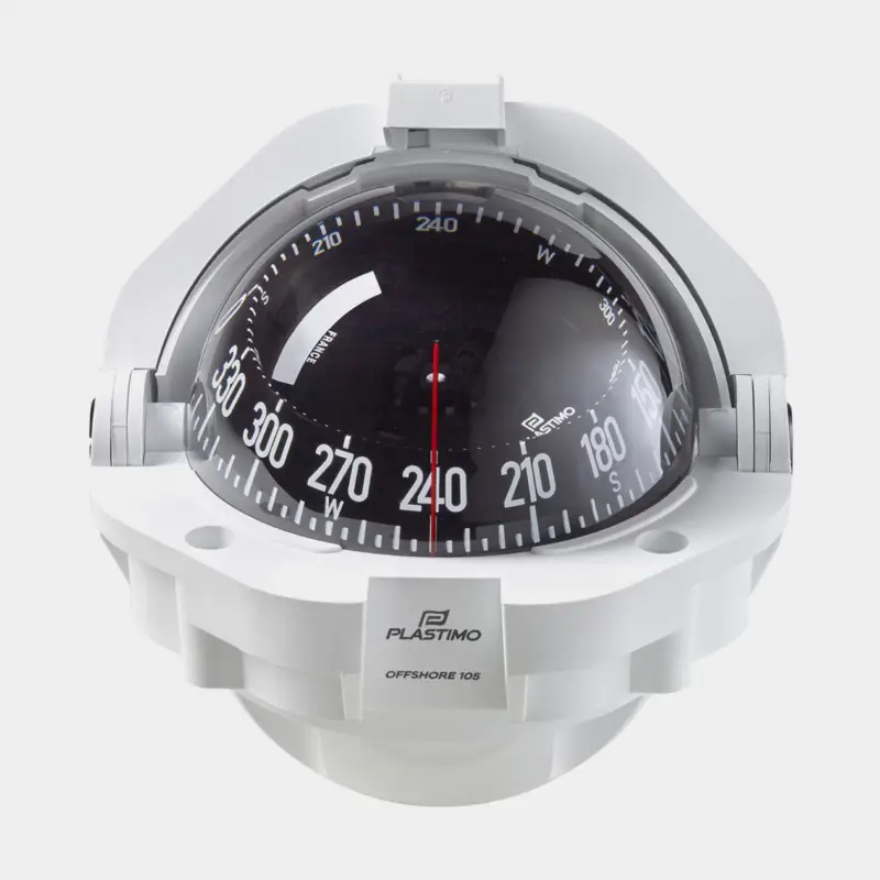 Compas de bateau Plastimo Offshore 105, montage sur cloison, blanc avec rose conique noire Ø91 mm Dernière Chance