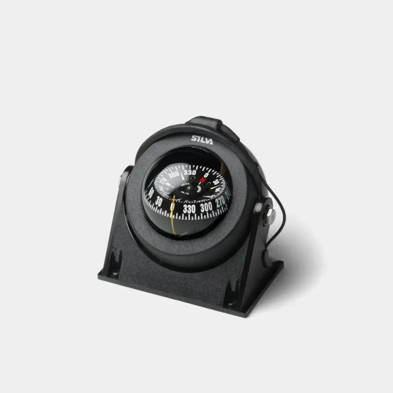 Commande En Gros Compas de bateau Silva 70NBC/FBC, montage sur étrier / encastré / sur cloison, noir avec rose conique noire Ø70 mm