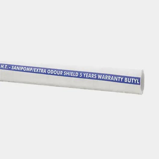 Achetez Aujourd'hui Tuyau de WC / tuyau sanitaire Hoses Technology SANIPOMP/EXTRA, étanche à la diffusion / 100% sans odeur, tuyau en PVC & double spirale en acier, 16 mm (5/8″), 1 mètre, blanc