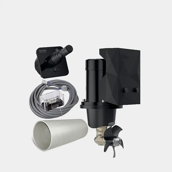 Kit propulseur d’étrave Quick BTQ 125-40, 12 V, 2,2 kW, 40 KgF, montage en tunnel, 1 hélice, avec tunnel + joystick & câble + fusible & porte-fusible, convient aux bateaux de 22 à 30 pieds (7 à 9 mètres) Produit De Marque