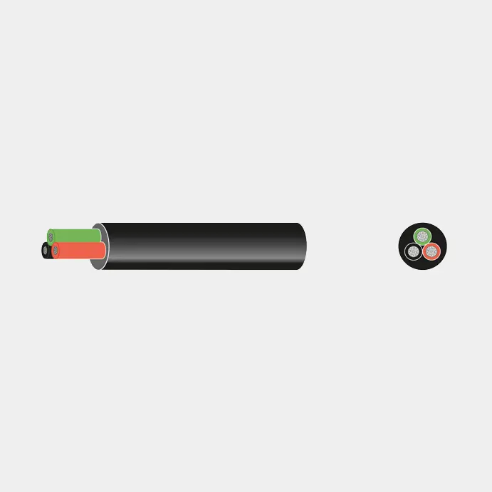 Câble en cuivre étamé Oceanflex, rond, 3 conducteurs, 3 x 1.5 mm², 30 meter, noir/rouge/vert Satisfait Ou Remboursé