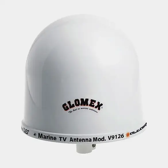 Top Vente Antenne TV Glomex V9126, AGC, Ø250 mm, blanche, 300 mm, avec support de pont