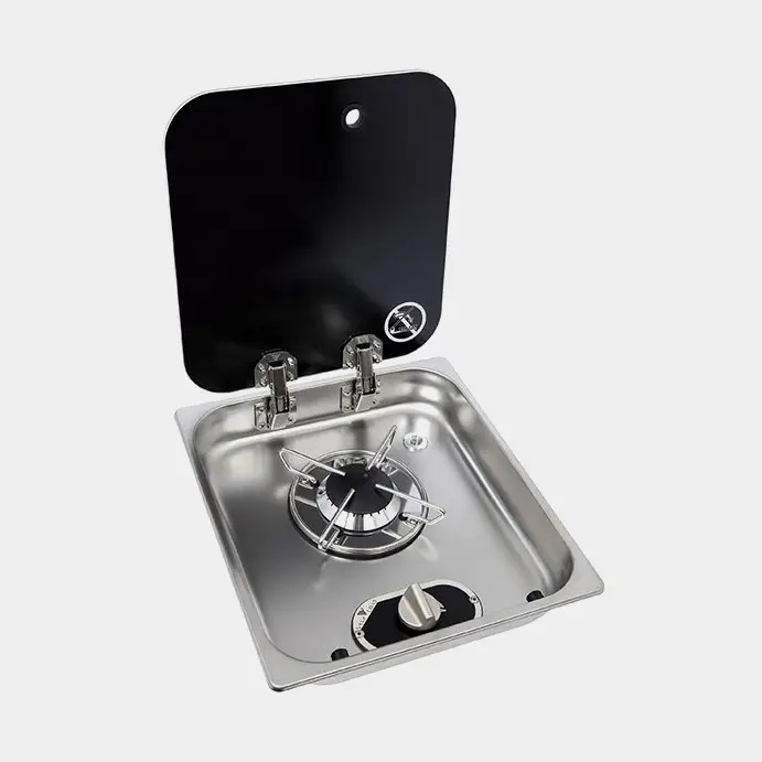 Offre Limitée Réchaud à gaz / plaque de cuisson Navy Load, avec couvercle en verre, 1 plaque, 352 x 322 mm