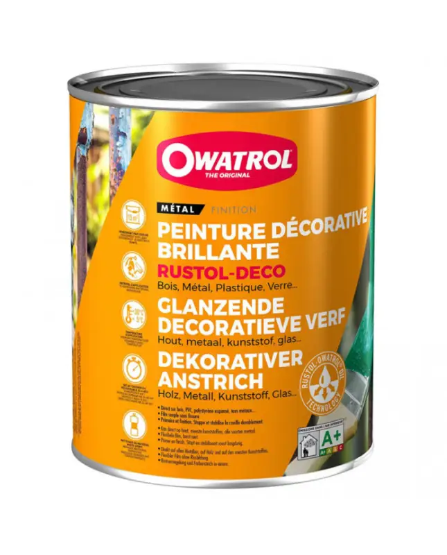 Super Prix Antirouille RUSTOL DECO - Jaune sécurité - RAL 1007 - 2.5 L